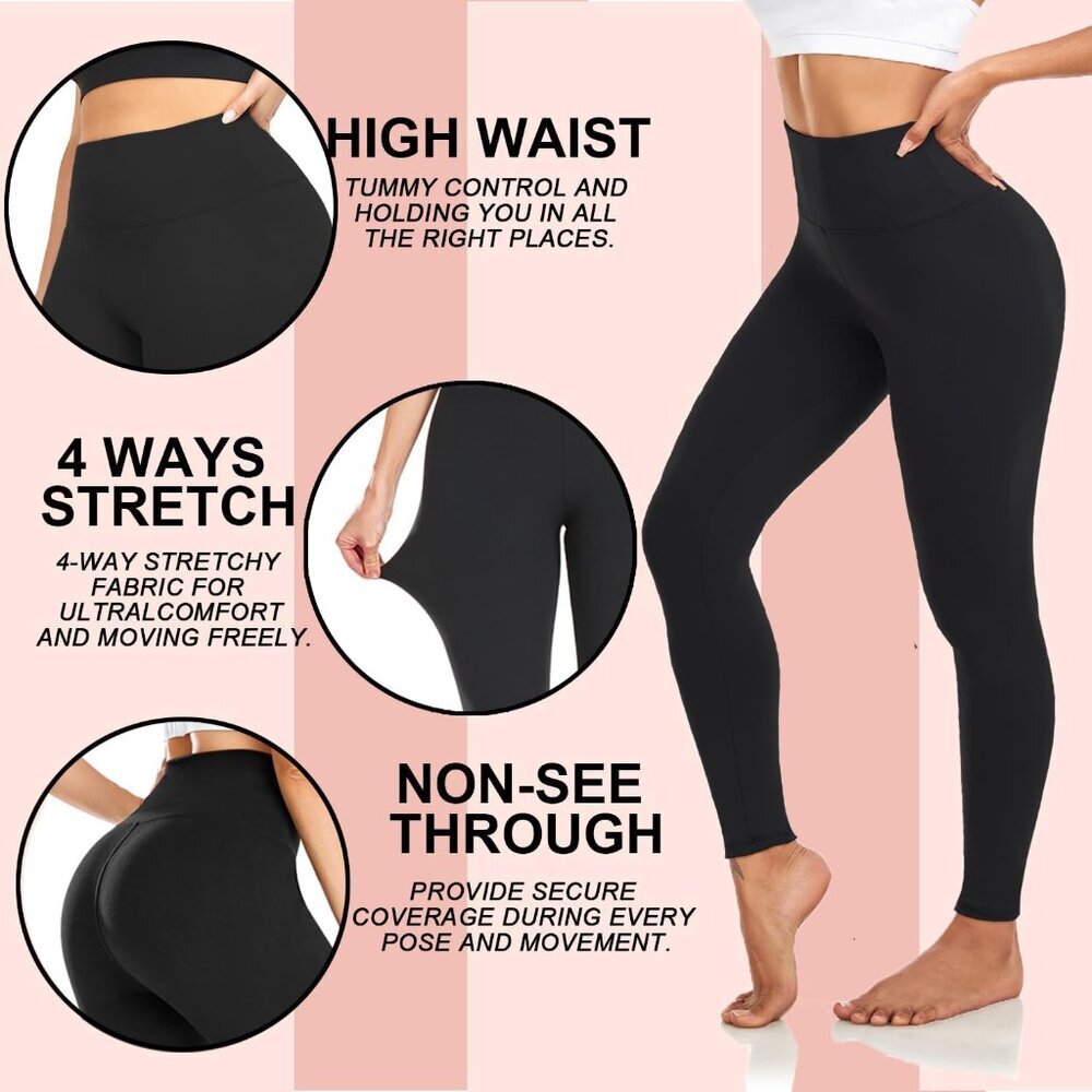 7 Pack High Waisted Leggings for Women Tummy Control Soft Workout Yoga Pants Ful - Picture 5 of 5